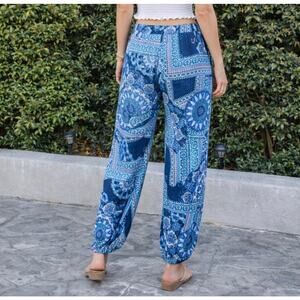 2000s American Rag Cie Blue Paisley Boho Harem Pants XS – Open Leg Festival Y2K